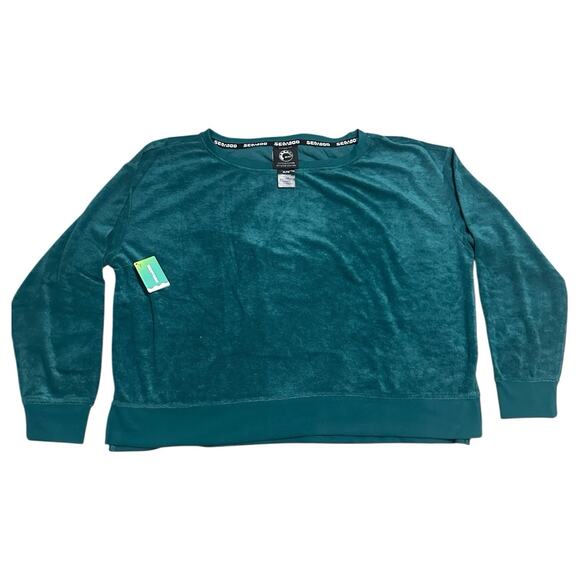 Sea-Doo Women’s XL Teal Terry Sweatshirt Pullover Sporty Coastal Loungewear - Picture 2 of 7